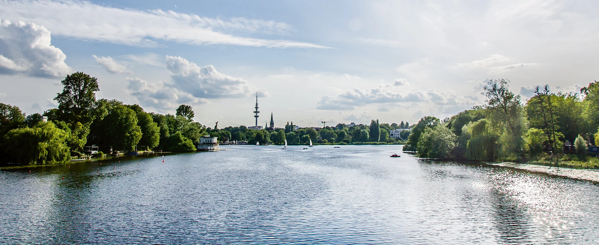 Die Hamburger Außenalster bei Sonnenschein